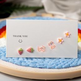 Stud Earrings Three Pairs Of Ceramic Mixed Fruit Cartoon Allergy Resistant Multicolor Silveralloy Pin Fashion Z700