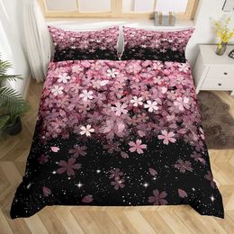 Bedding sets Japanese Duvet Cover Set Sakura Tree Flowers Cherry Blossoms Spring Theme Art Decor 3 Piece with 2 Shams H240521 GON0