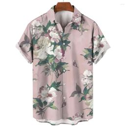 Men's Casual Shirts Hawaiian Resort Style Summer Shirt 3D Printed Floral Short Sleeve Top Street Y2k Fashion Clothing