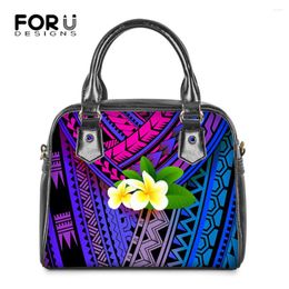 Shoulder Bags FOURDESIGNS Retro Bag Female Plumeria And Hawaiian Tribe Style Lady Party/Work Large Capacity Tote Handbags