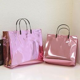 Storage Bags PVC Lasers Film Shopper Handbag Colourful Plastic Clothing Reusable Store Shopping Gift Bag Cosmetic