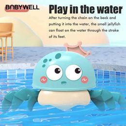 Bath Toys Octopus Toy Baby Shower Toy Childrens Pull Line Clock Work Octopus Cartoon Crawling Walking Jellyfish Land and Water Entertainment Pool Toy d240522