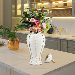 Storage Bottles Ceramic Flower Vase Display Pot Decorative Porcelain Ginger Jar For