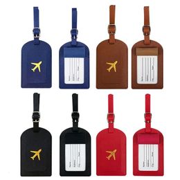 1PC Women Men PU Leather Luggage Tag Suitcase Identifier Label Baggage Boarding Bag Name ID Address Holder Travel Accessorie 240511