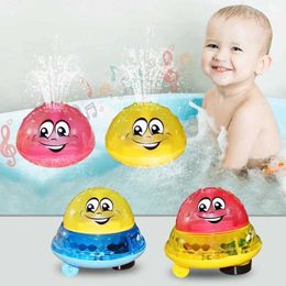 Bath Toys Baby spray water bath toy flash LED light rotating with shower baby music ball spray spring bathroom toy d240522