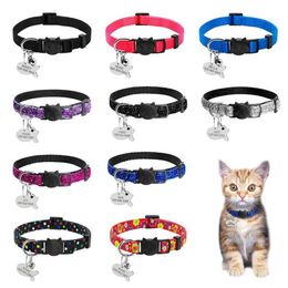 Cat Collars Leads Safety Breakaway Quick Release Kitten Collar Personalized Custom Cats Necklace with Bell for Kitty Puppy H240522