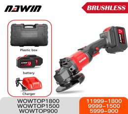 NAWIN 20V 125mm Brushless Cordless Impact Angle Grinder DIY Power Tools Electric Polishing Grinding Machine With Battery6164699