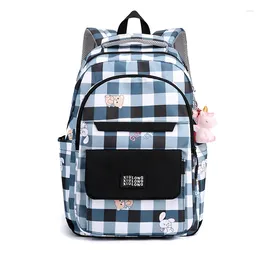 School Bags Middle For Girls Cute Student Backpack Women Nylon Bookbag Plaid Korea Bagpack