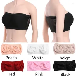 Camisoles & Tanks Summer Strapless Underwear Women's Sexy Mesh Bra Ladies Top Skirt Fit Short Crop Tops Invisible Push Up Bralette Lingerie