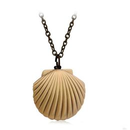 Pendant Necklaces Favourite Vintage Brass Sea Shell Locket Necklace Opening Po Box Women Men Lover Ocean Beach Jewellery Drop Delivery P Dhgkn