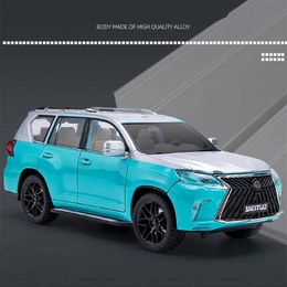 Diecast Model Cars Over Size 1 18 LX570 SUV Alloy Luxy Car Model Diecast Metal Toy Vehicles Car Model Simulation Sound and Light Childrens Toy Gift