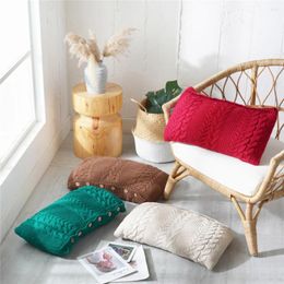 Pillow Pure Colour Button Knitted Seat Beige Red Green Home Decor Sofa Car Couch Lumbar Orthopaedic Back 35 65cm