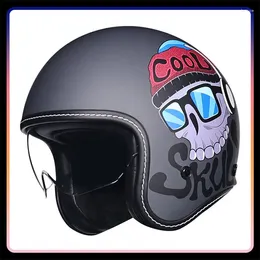 Motorcycle Helmets Adult Open Face Helmet HD Visor Cafe Racer Cruiser DOT Approved Jet Scooter Moped Pilot Vintage 3/4 Half Helm