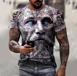 Portrait pattern men039s 3D printed Tshirt visual impact party shirt punk gothic round neck highquality American muscle style8981077