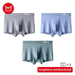 Underpants MiiOW 3Pcs Modal Men's Panties Graphene Antibacterial Man Underwear Boxers Seamless Breathable Men Boxershorts Panty