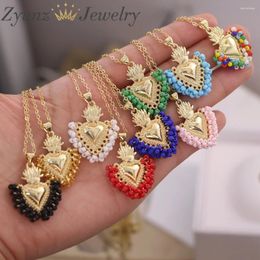 Chains 10PCS Boho Bead Necklace For Women Miyuki Heart Necklaces Pendant Couple Valentine Collar Jewelry GoldChain Choker Femme