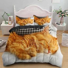 Bedding sets 3D Printed Cute Kitten Pet Cat Set Boys Girls Twin Queen Size Duvet Cover case Bed Kids Adult Home Textileextile H240521 VU8F