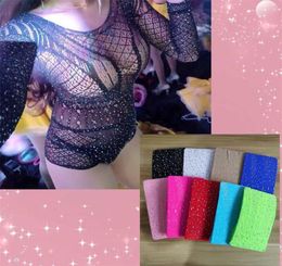 Women Sexy Underwear See Through Bodysuit Bling Sequins Long Sleeve Black Jumpsuit Top Lady Party Clubwear Clothes 2112014078786