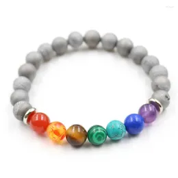 Strand FYSL Silver Plated Many Colours Agates 8 Mm Round Beads Elastic Bracelet Healing Chakra Jewellery