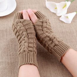 Half Finger for Women Winter Wool Knitting Arm Gloves Soft Warm Mittens Handschoenen Unisex Guantes Mujer Ne L2405