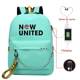 Backpack Fashion Creative Now United USB Student School Bags Unisex Print Oxford Waterproof Notebook Multifunction Travel Backpacks