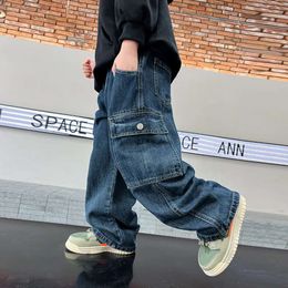 Autumn New Children's Fashion Work Jeans Boys' Korean casual pants high quality boy trouser boys blue jeans L2405