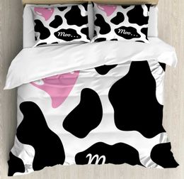 Bedding sets Cute Milk Cow Print Duvet Cover Set Twin King Queen Microfiber Cartoon Cattle Farmhouse Animal Theme Comforter H240531