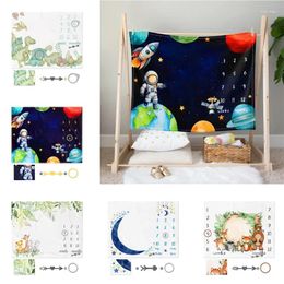 Blankets Baby Monthly Milestones Blanket Cartoon Pattern Borns Growth Chart Soft & Comfortable Pography Background Cloth