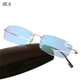 Presbyopia eyeglasses Folding Light Flexible Memory Titanium Rimless Reading Glasses oculos de grau 10 15 20 25 30 358344206