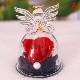 Decorative Objects Figurines Valentines Day gifts roses in angel statues reserved by angels for women mothers wives wedding eternal flowers glass H240521 1GU4