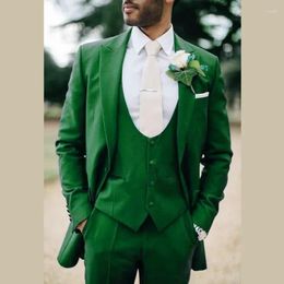 Men's Suits Green Formal Wedding Elegant Men Groom Tuxedo Prom Slim Fit Blazers Hombre High Quality Custom 3 Piece Set Costume Homme