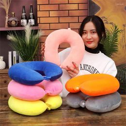 Pillow Snap Button Solid Colour Cotton Filling Fast Rebound Supporting Travel U Shaped Car Neck Accessories