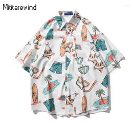 Men's Casual Shirts Summer Beach Unisex Shirt Easide Cartoon Full Printed Short Sleeve For Men And Women Holiday Loose Hawaiian