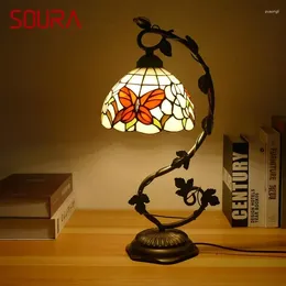 Table Lamps SOURA Tiffany Lamp American Retro Living Room Bedroom Luxurious Villa El Stained Glass Desk