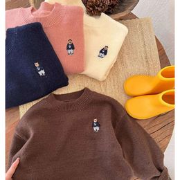 Kids' 2023Autumn New Boys and Girls Cartoon Baby Low Collar Bear Sweater Trendy Net Red Fashion L2405 L2405