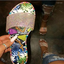 Slippers Summer Sexy Leopard Print Women's Fashion Rhinestone Flat Sandals And Large Size Party Casual Women Shoes