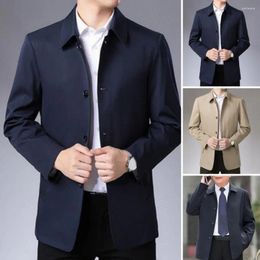 Men's Jackets Men Jacket Spring Business Coat With Turn-down Collar Single Breasted Design Classic Solid Color For Autumn Style