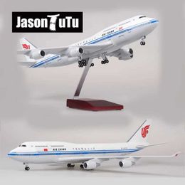 Aircraft Modle JASON TUTU 43-47cm Air China Boeing B747 Airplane Model Aircraft 1/160 Scale Diecast Resin Light and Wheel Plane Gift Collectio Y240522