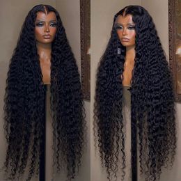 40 Inch Indian HD Deep Curly Lace Front Wig Human Hair Glueless Deep Wave Frontal Wig Wet and Wavy Synthetic Wig for Black Women Xguqk