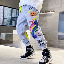 Spring Autumn Baby Boys Pants Children Child Girl Cartoon Print Denim Trousers Children's Jeans 2 3 4 5 6 7 8 9 10 11 12 Years L2405