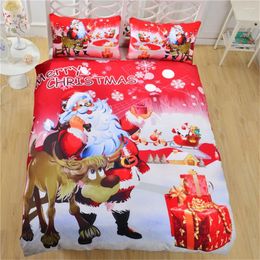 Bedding Sets CAMMITEVER Merry Christmas Santa Claus Set Bed Print Quilt Cover Soft Home Textiles 3Pcs