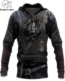 Armatura Viking Tattoo 3D Stampato con cappucci con cappuccio Harajuku Fandata Costume Costume unisex Casual Giacca Casual Lip Hoodie WJ003 CX2005984628