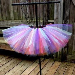 Skirts Multicolor Baby Girls Tutu Skirts Infant Toddler 100% Handmade Layers Ballet Dancing Tutus Kids Fluffy Tulle Pettiskirts 1Pcs Y240522