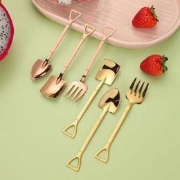 Coffee Scoops H7EA 3PCS Shovel Spoons Ice Cream Dessert Spoon Steel Utensils For Tablewares