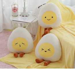 Plush Pillows Cushions Kawaii Eggs Plush Car Pillow Toys Soft Stuffed Cartoon Food Crossbody Bag Doll Pillow With Blanket Nap Pillow Girlfriend Gifts H240521