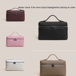 Loro * Piano LP Genuine bag LP19 Wife Bag Leather Women's Bag Cowhide Handbag Gigi Same Style Litchi Pattern Crossbody Bag Makeup Bag