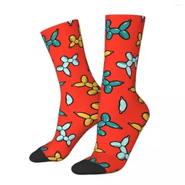 Men's Socks Balloon Animal Dogs Pattern In Red Harajuku Super Soft Stockings All Season Long Accessories For Unisex Gifts