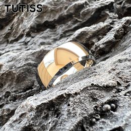 TUTISS 8mm 10mm Shiny Forever Ring Men Women Tungsten Wedding Band Bevelled Polished Finish Comfort Fit