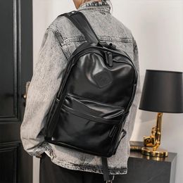 Backpack Luxury Fashion Men High Capacity Laptop Bags Soft PU Leather Backpacks For Travel Male Computer Book