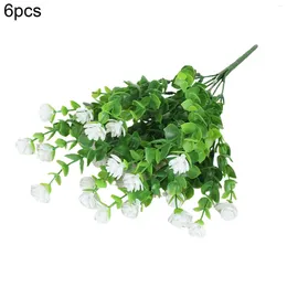 Decorative Flowers 6Pcs Artificial Outdoors Plastic Flower For Outdoor Faux In Bulk Silk Christmas Decorations The Home